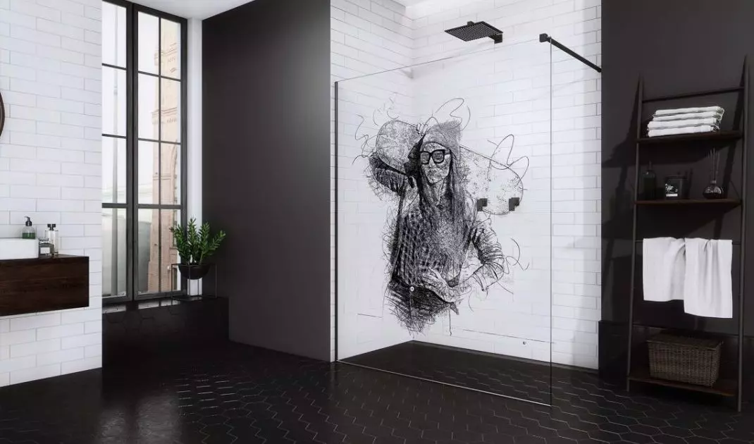 Glass printing combines privacy with the ability to personalize bathroom decor
