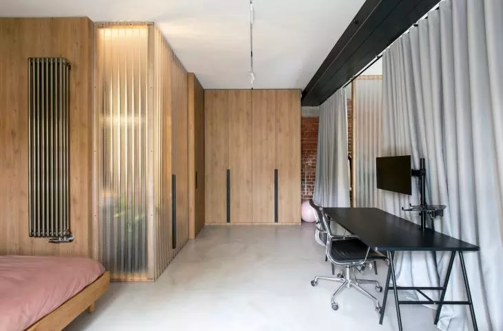 A workspace has also been arranged in the bedroom