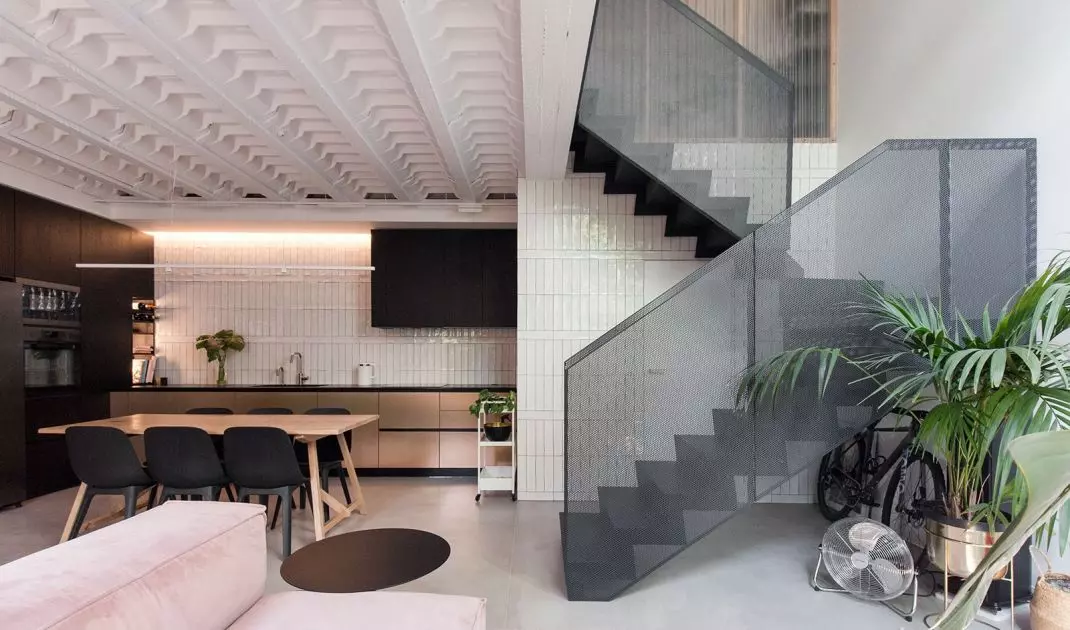 The stairs were made of perforated sheet metal