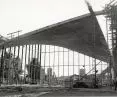 Hyparschale in Magdeburg - built on the east bank of the Elbe River, the hall was to serve as a multifunctional center - from exhibitions to sports events