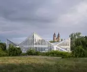The heart of Hyparschale is the roof - four hyperbolic paraboloids