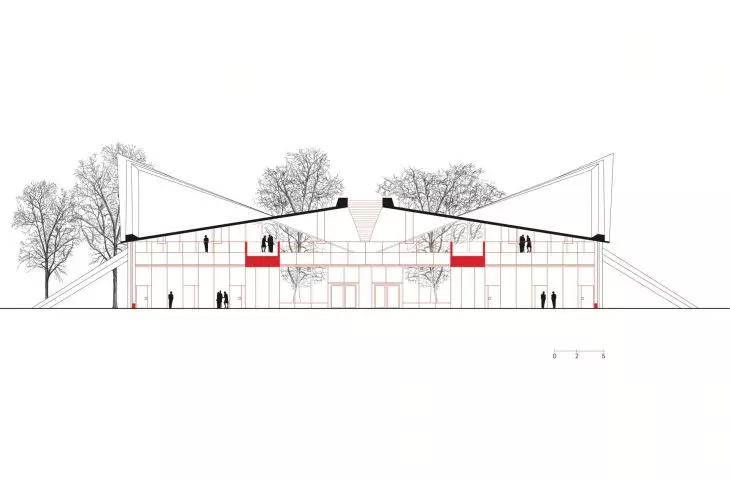 Hyparschale in Magdeburg - drawing of the facade 