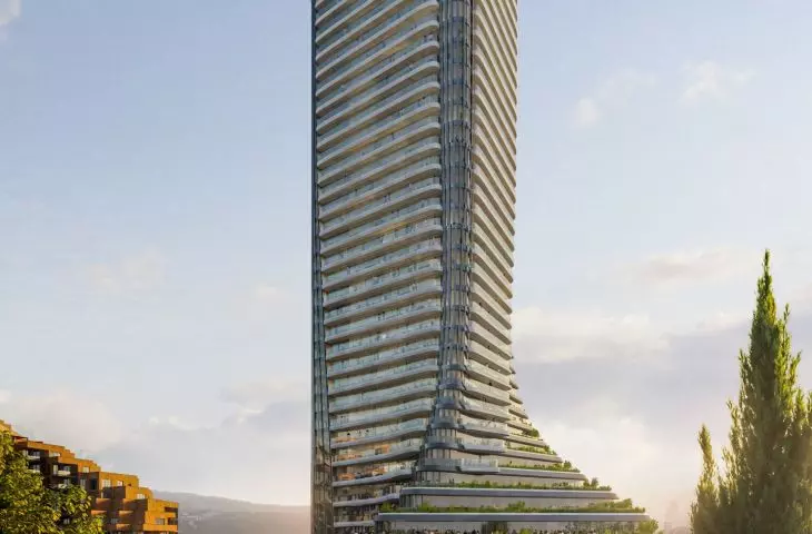 The spiral layout of the facades and terraces was planned with light and ventilation in mind, crucial in Tbilisi's changing climate