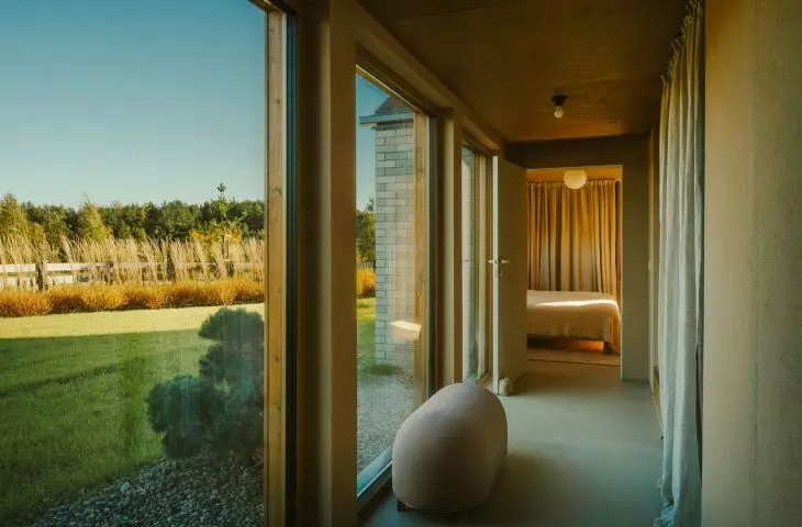 The houses are arranged around small ponds