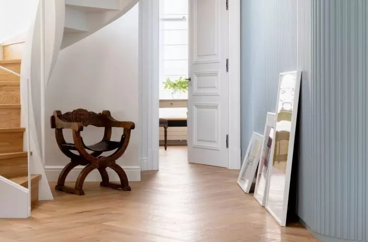 The space has been divided into two main zones - a living area and a private area 