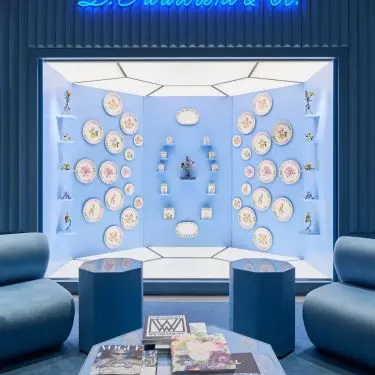 The collection is shown juxtaposed with a soft blue reminiscent of the sky