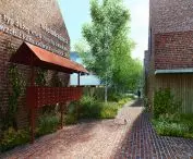 in the heart of the estate there will be mailboxes, a meeting table, small architecture