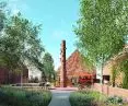 the common space was designed by the architects in the central part of the estate; it is also here that an unusual chimney will be located, which is the ventilation of the garage hall