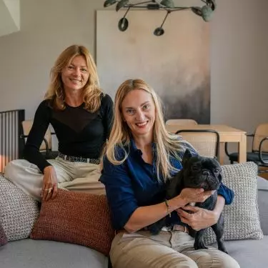 Architect Monika Potorska, investor Ula Rulkowska-Kempska and dog Toto