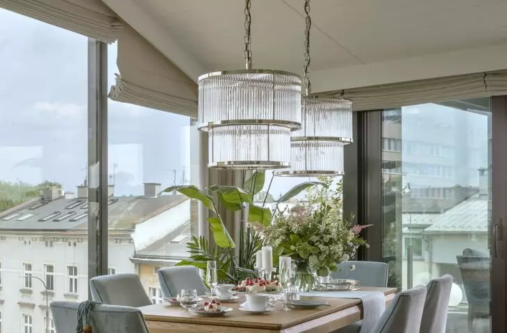 Open living space connects living room, dining rooms and kitchens 