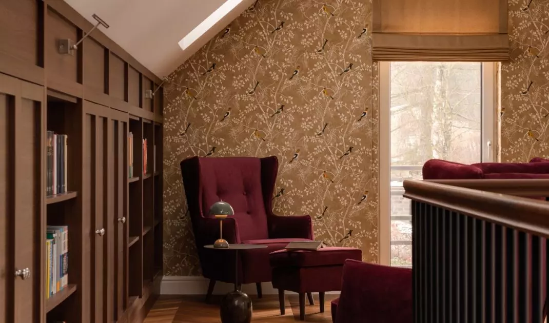 On the first floor there is a cozy reading nook 