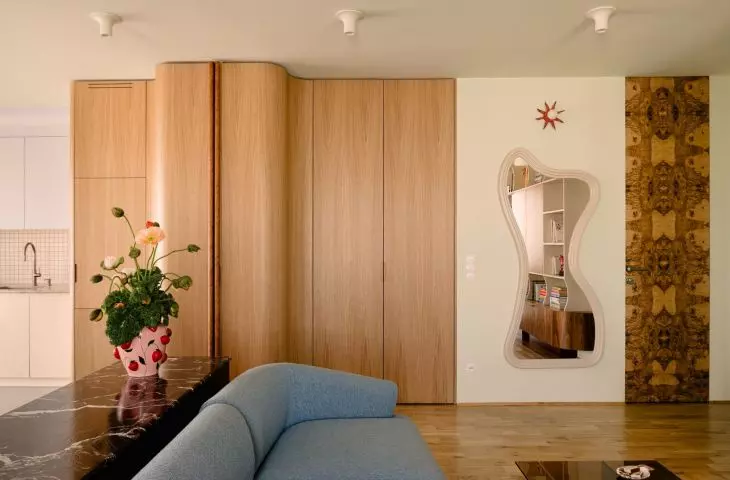 Soft, rounded shapes were used throughout the interior