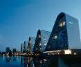 The Wave apartment complex in Vejle, Denmark - the towers are connected in a continuous wavy line along the shoreline