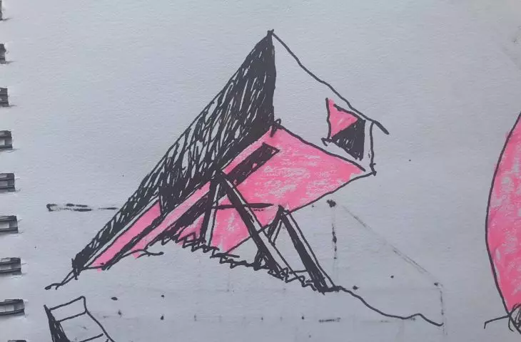 Sketch of one of the five buildings 