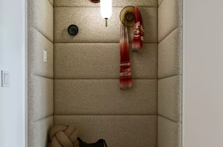 Hall closet with built-in seat 