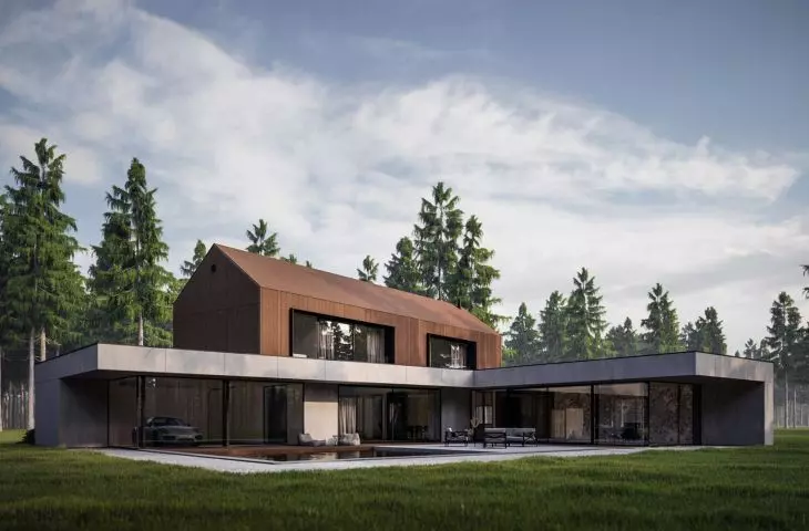 The bright, airy first floor structure flows seamlessly into the garden and terrace surrounding the building