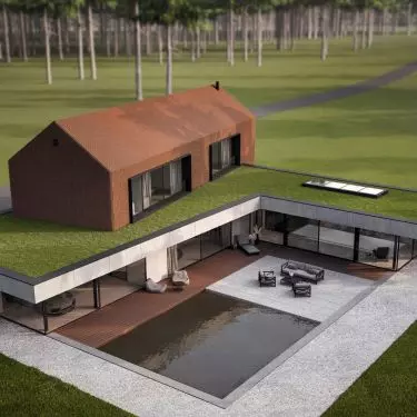 The project includes two swimming pools: an indoor and an outdoor pool