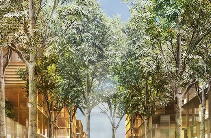 Visualizations of the Seine waterfront and the context of the Olympic Village
