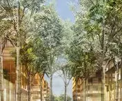 Visualizations of the Seine waterfront and the context of the Olympic Village