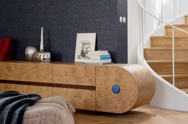 The 150-square-meter interior is located on the top floor of a revitalized building