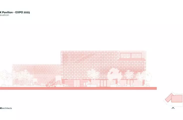UK Pavilion at Expo 2025 in Osaka - elevation drawing 