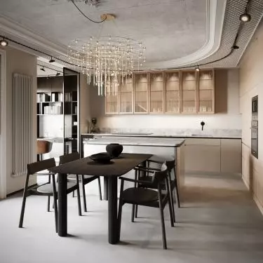 View of the dining room connected to the kitchen