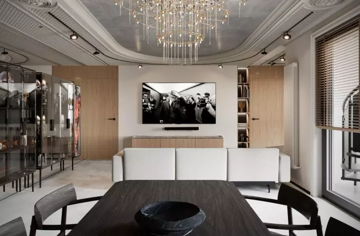 View of the living room in the apartment 