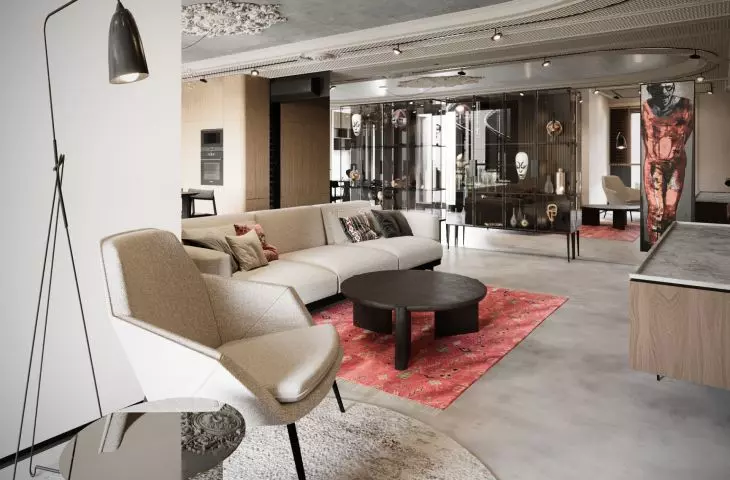 View of the living room in the apartment 