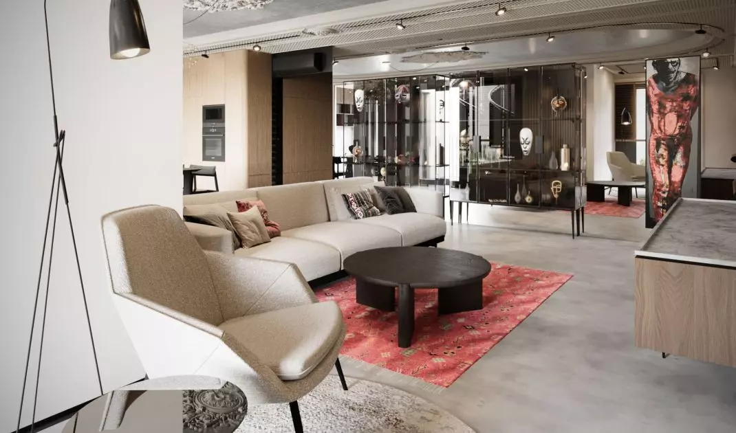 Widok na salon w mieszkaniu 