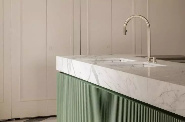 The warm shade of beige covers the entire surface of one of the side walls