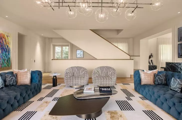 The interior of the villa resembles an art gallery