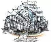 Sketch of the naves of St. Barbara's Church in Turek