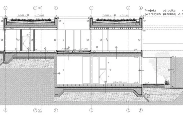 center for creative activities - cross section a-a