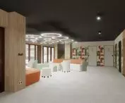 checkroom, information desk 