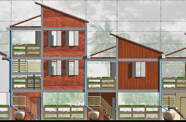 front elevation of an example terraced house