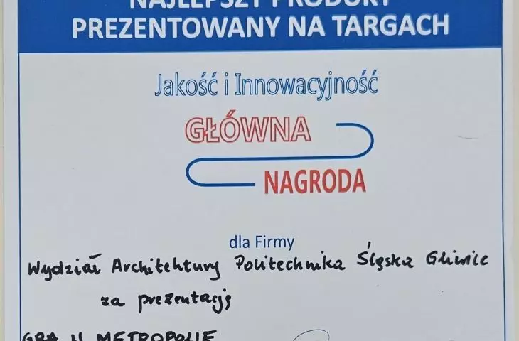 Nagroda Główna na Gliwickich Targach Budownictwa, Instalacji, Wnętrz i Odnawialnych Źródeł Energii