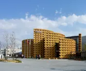 Polish Pavilion at the World Expo 2025 Osaka, Kansai - the facade was made of wood  