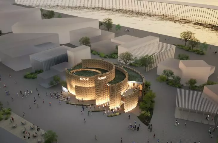 Pawilon Polski na Wystawie Światowej Expo 2025 Osaka, Kansai — wizualizacja widoku z lotu ptaka