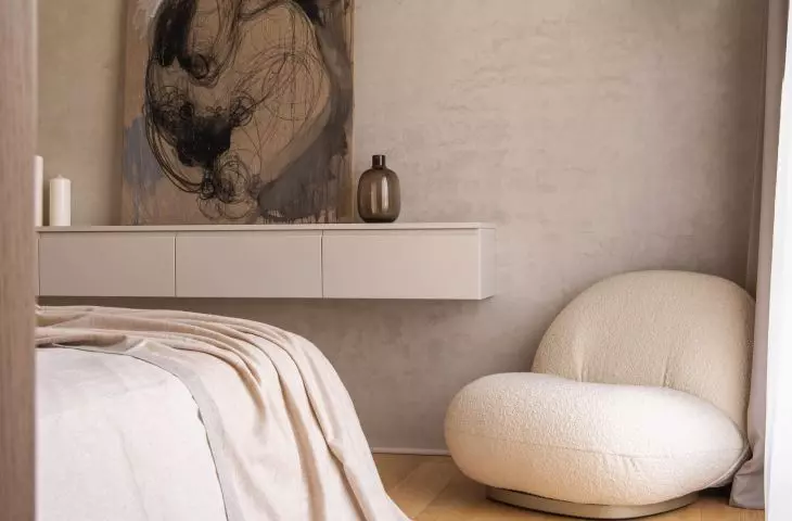 Natural interior of the project On the Mezzanine - bedroom 