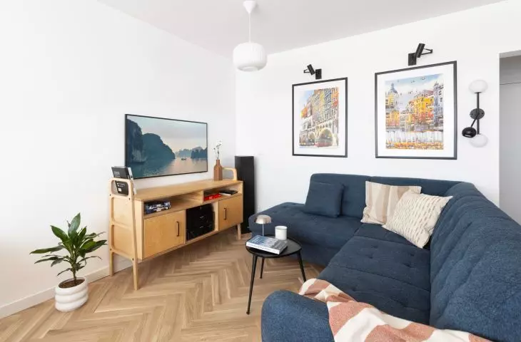 View of the living room in the apartment 