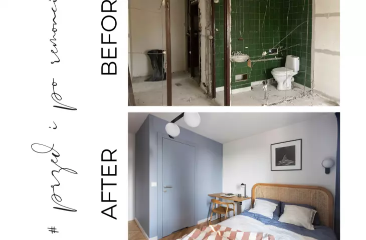 View of the apartment before renovation and just after 