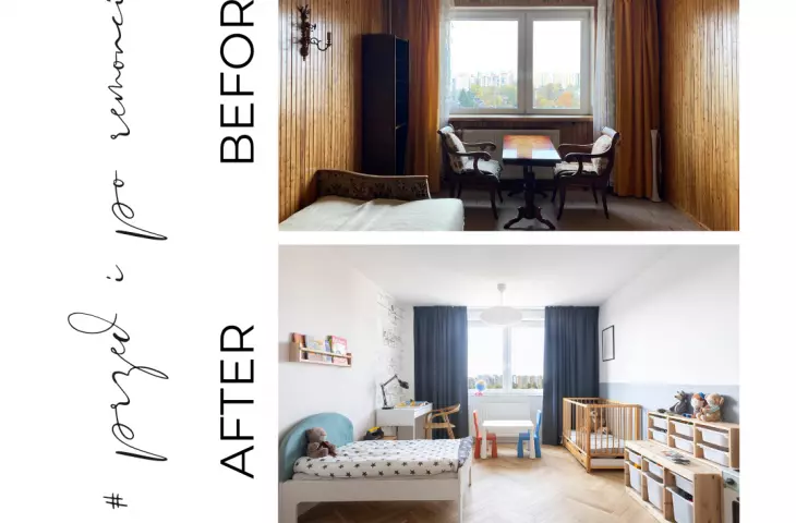 Children's room before and after renovation 