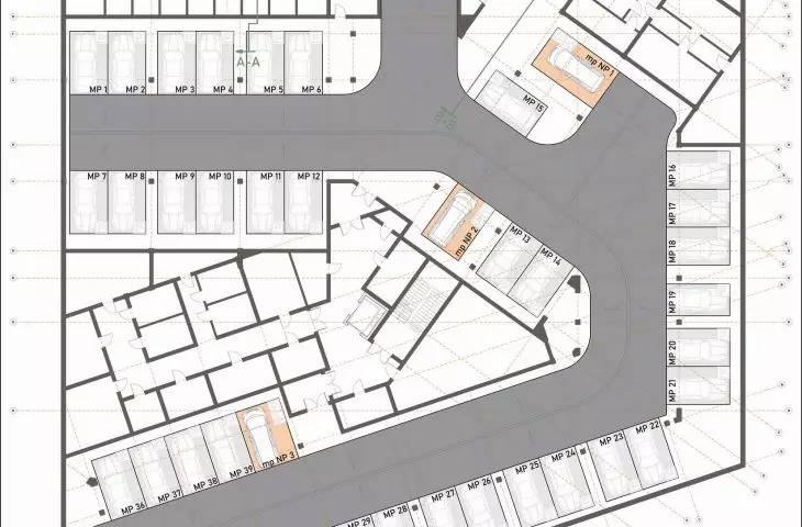 projection of the underground parking lot