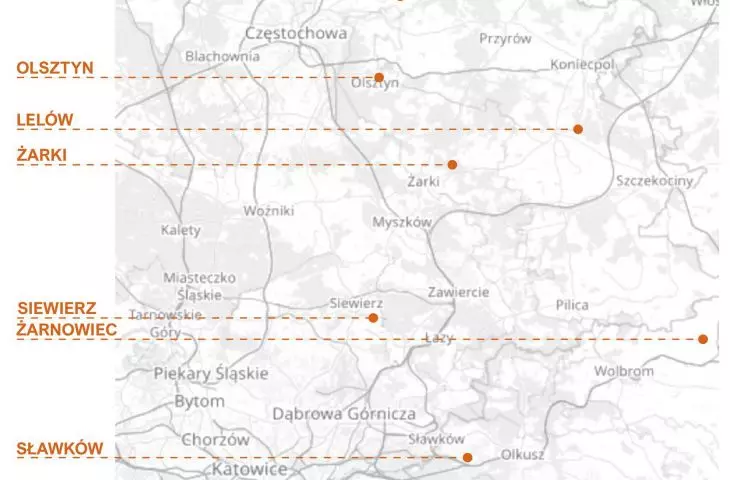 lokalizacje zespołów stodół