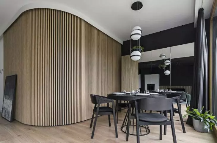 Comfortable interior - dining room at a distinctive roundness 