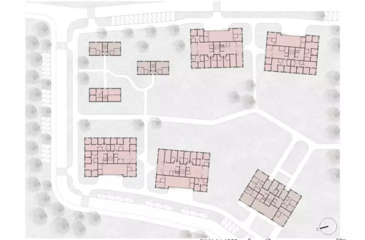 fragment of land development with first floor plan