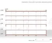 longitudinal cross-section of a residential building