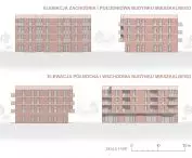 West and south elevations of the residential building