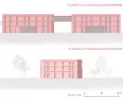 dormitories - west and north elevations