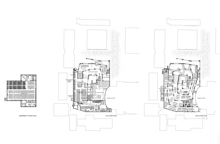 Library at Musashino Academy of Fine Arts - ground and two floor plans 